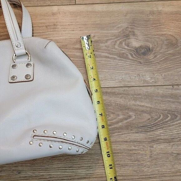 RARE MICHAEL KORS Duffle Handbag Leather Ivory Satchel Silver Stud Medium - Picture 13 of 15